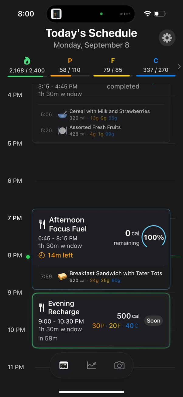 NutriSync Schedule View