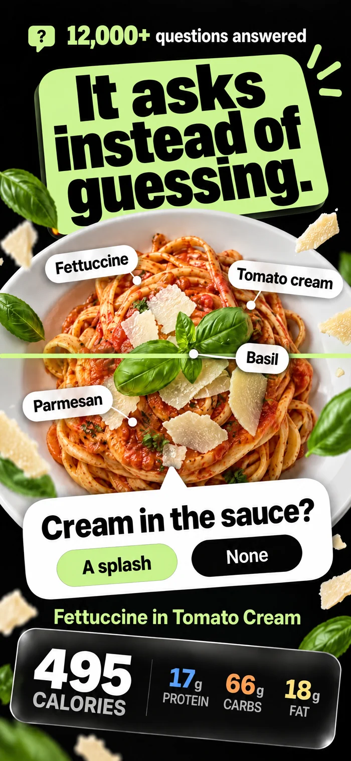 NutriSync asks about cream in a pasta sauce